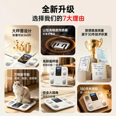 联想体重秤多功能智能蓝牙APP体脂秤家用电子秤精准高精度健康秤