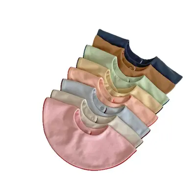 Baby Drool Bibs Pure Cotton Class A Absorbent Unisex Double-Sided Rolled Edge Round Bib All-Season