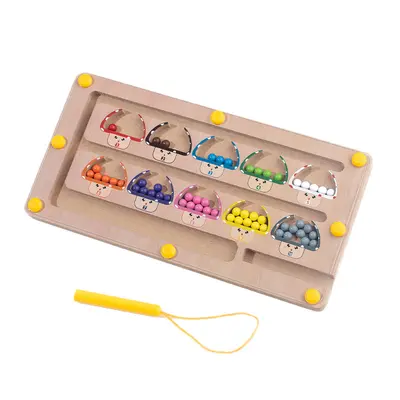 Magnetic bead maze with number practice and color sorting