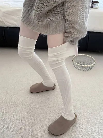 Damen-Overknee-Socken aus nahtloser Baumwolle - 9