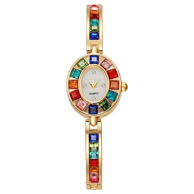 Colorful diamond women's quartz watch
