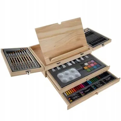 82-teiliges Kunstmalerei-Set Holzbox Pinsel - 7