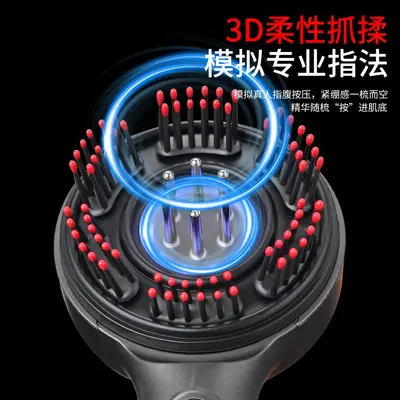 Red and Blue Light Hair Growth Comb with Electric Massage and Roller Ball Scalp Applicator - 3