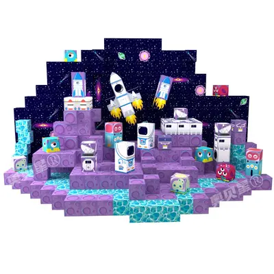 Magnetic Block Building Set, Space Rocket Theme, for Children