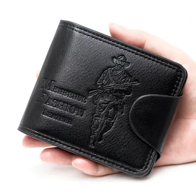 Men's Short Wallet, Multi-Card Slot, Retro Hunter Style - 6