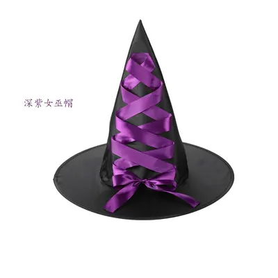 Halloween Witch Hat, Black Oxford Fabric, for Parties and Festivals - 8