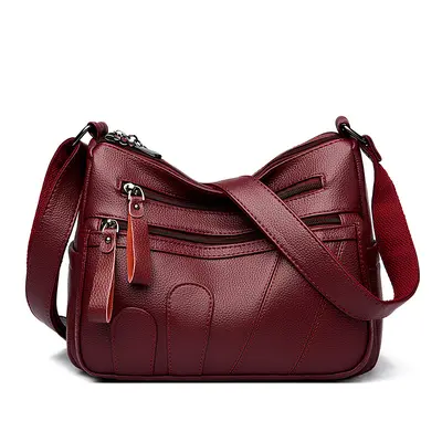 Women's Cowhide-Look Crescent Shoulder Bag, Soft Faux Leather - 4