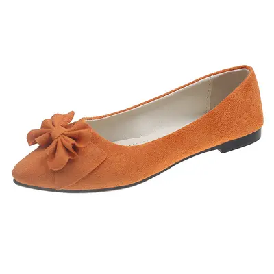 Women's Suede Ballet Flats with Bow, Pointed Toe, Size 43 - 10