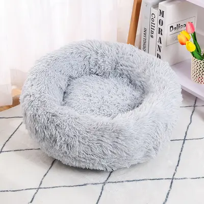 Warm Plush Round Cat Bed for Autumn and Winter, Deep Sleep Nest - 7
