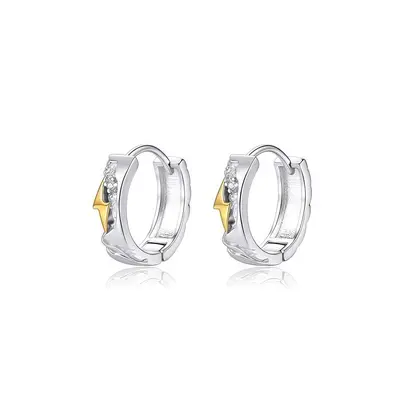 S999 sterling silver men's lightning earring - 5