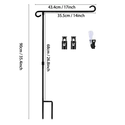 Outdoor Garden Flagpole Holder with Iron Ball, 4-Piece Set - 3