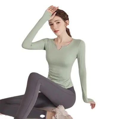Women's Long Sleeve Yoga and Running Top, Breathable Slim Fit - 6