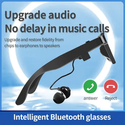 Smart Bluetooth glasses with integrated headphones and voice reading