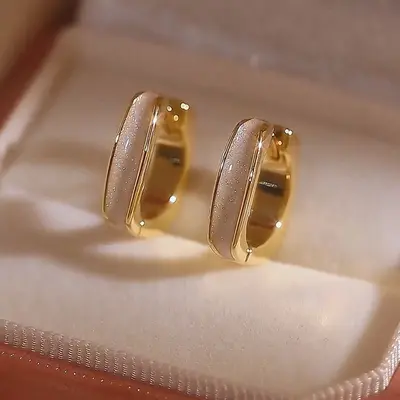 Luxury geometric drip glaze square ear cuff earrings