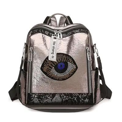 Women's Punk Backpack with Rhinestones and Leopard Print - 13