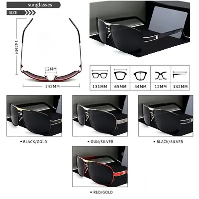 Men's Polarized Sunglasses, Square Frame, Cycling Driving, Model 722 - 4