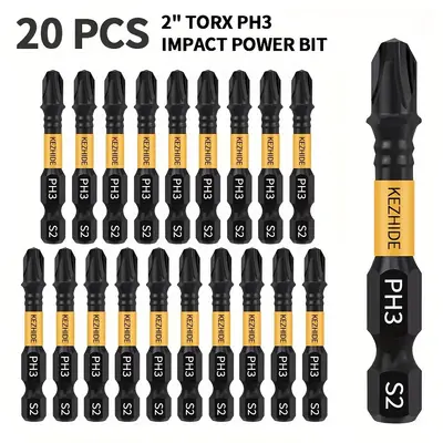 Kezhide 50mm Magnetic Phillips PH3 Screwdriver Bit Set, S2 Steel - 9