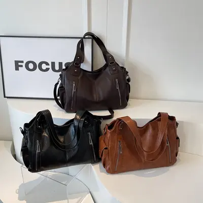 Damen-Tote-Bag, großes Fassungsvermögen, Umhängeriemen, Retro-Design