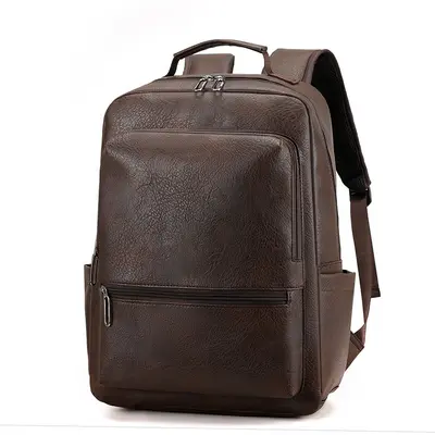 Men's Business Backpack, PU Leather, Laptop Compartment - 8