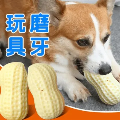 Peanut-Shaped Squeaky Dog Toy for Small Breeds - 1