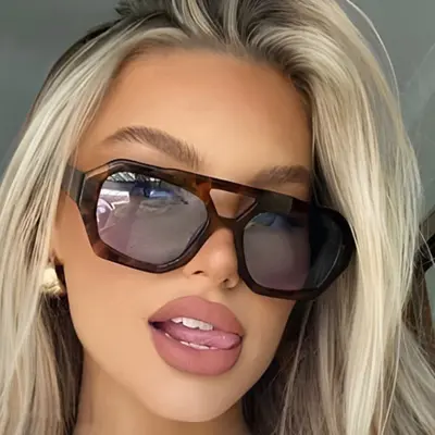 Damen-Sonnenbrille mit doppeltem Steg und unregelmäßiger Form im Ins-Stil - 1