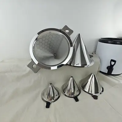 Large Stainless Steel Double-Handle Strainer for Tea and Milk Tea, Conical Coffee Funnel F