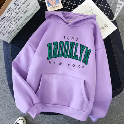 Sonbahar ve Kış Polar gevşek kadın Kazak kazak Sınır Ötesi Sıcak Satış Brooklyn Baskı Çift Kazak tişörtü - 13