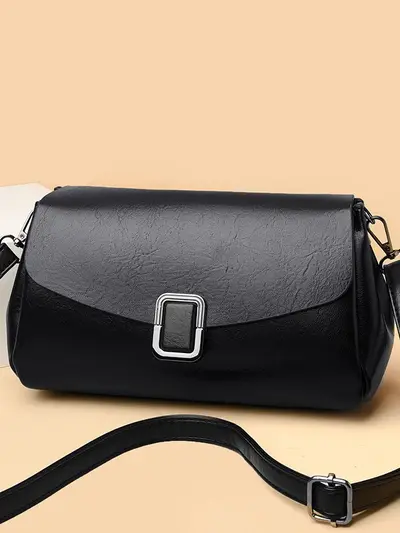 Women's Small Square Bag, Soft Textured, Beige, Underarm Style - 2