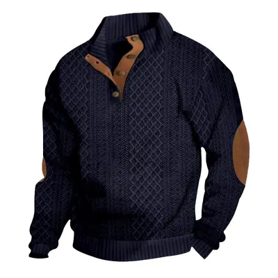 2025 Sınır ötesi erkek giyim Amazon Temu sweatshirt erkek sonbahar ve kış ince dik yaka uzun kollu jakarlı örgü kazak - 12