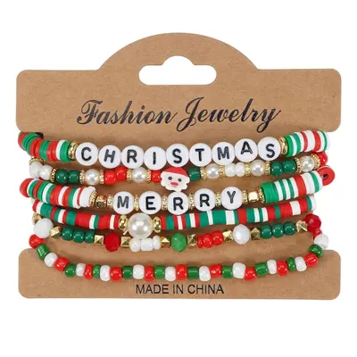 Christmas Snowman and Old Man Bell Bead Bracelet - 7