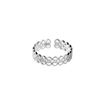 S925 Sterling Silver Lace Ring Women Hollow Heart Open