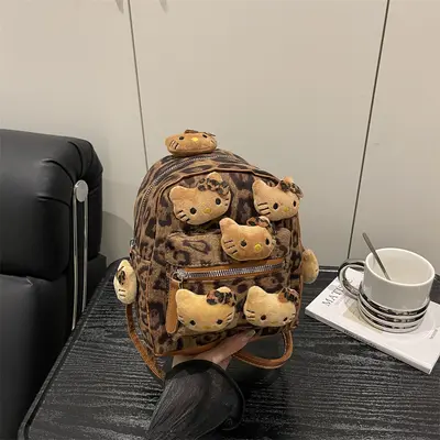 Damen-Mini-Rucksack mit Leopardenmuster aus PU