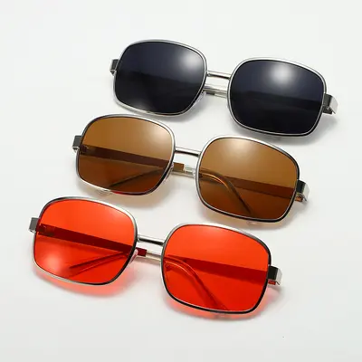 Retro Round-Square Metal Large-Frame Sunglasses for Men and Women, Driving - 4