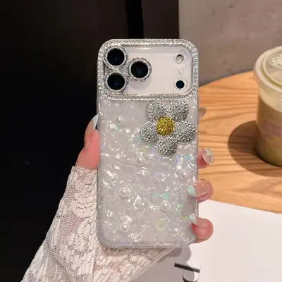Apple iPhone 18 rhinestone flower case, full protection - 7