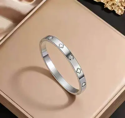 Titanyum çelik bilezik, dört yapraklı yonca, trendy - 8