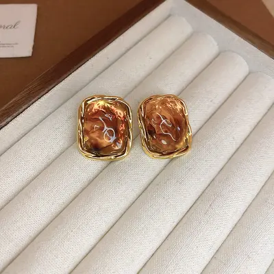 Maillard High-End Silbernadel geometrische asymmetrische Harz Herz Ohrringe für Frauen elegante erschwingliche Luxus Ohrringe Mode Ohrringe - 12