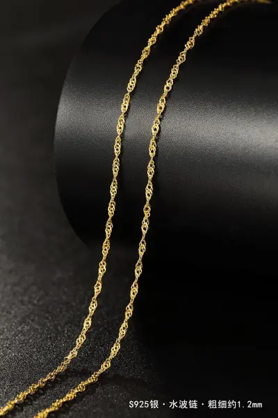 925 sterling silver necklace, thin chain, 18K gold plated - 7