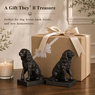 Cute Puppy Resin Statue Bookend Ornament