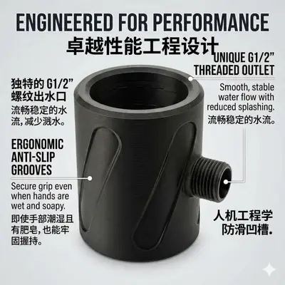 Showerhead, high-pressure, ring-shaped increased water flow - 4
