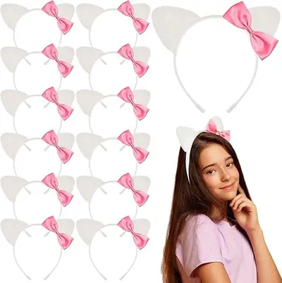 Children's Glitter Bow Cat Ear Headband for Parties and Festivals