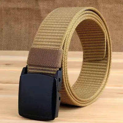 Men's Canvas Belt Student Military Training Sports Tactical Belt Outdoor Work Pants Versatile Thick Fabric Belt Cross-border Wholesale