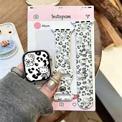 Leopard Print Cartoon Silicone Apple Watch Band, Compatible with Series 7/8/9/10/11 and SE - 8