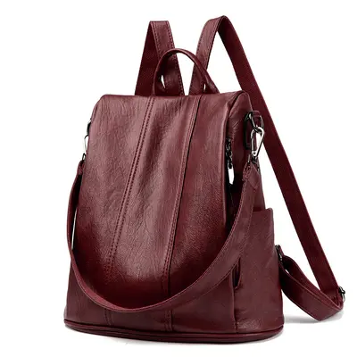Anti-Theft Faux Leather Vintage Backpack for Women - 7
