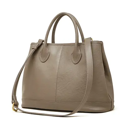 Genuine Leather Large Capacity Women's Tote Handbag, Single Shoulder - 9