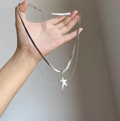 Mehrlagige Halskette mit Blütenquasten, Schlüsselbein-Kette - 8