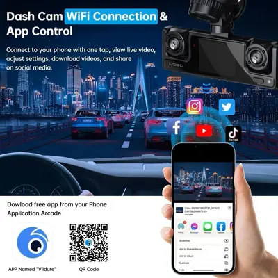 1080P araç kamerası, dört lens, GPS, WiFi, 360° panoramik görüş