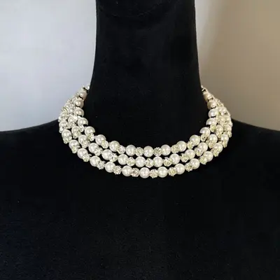 Flash necklace with gemstone details, clavicle chain - 5