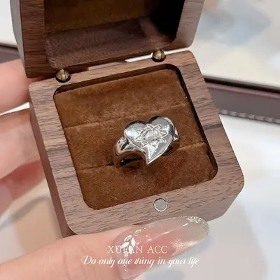 Silver Luxury Diamond Stackable Open Ring Women - 9