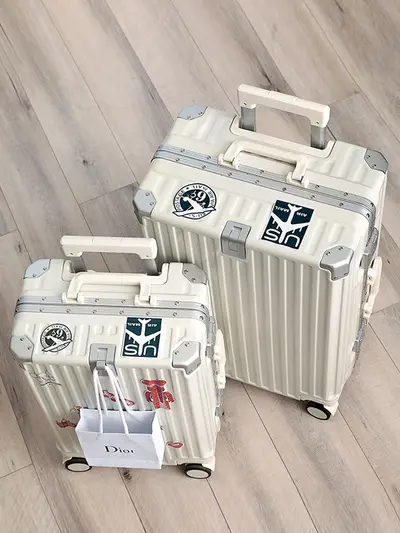 Kadınlar için 24 inç güçlü ve dayanıklı alüminyum çerçeveli bavul, erkekler için 28 inç tekerlekli bavul, 26 inç bavul, 20 inç kabin boy şifreli deri bavul - 2