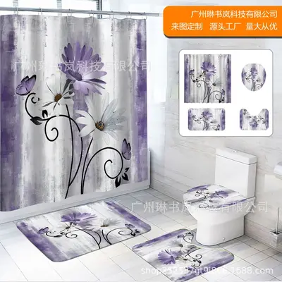 Plant Print Polyester Shower Curtain, Waterproof and Mildew Resistant - 9